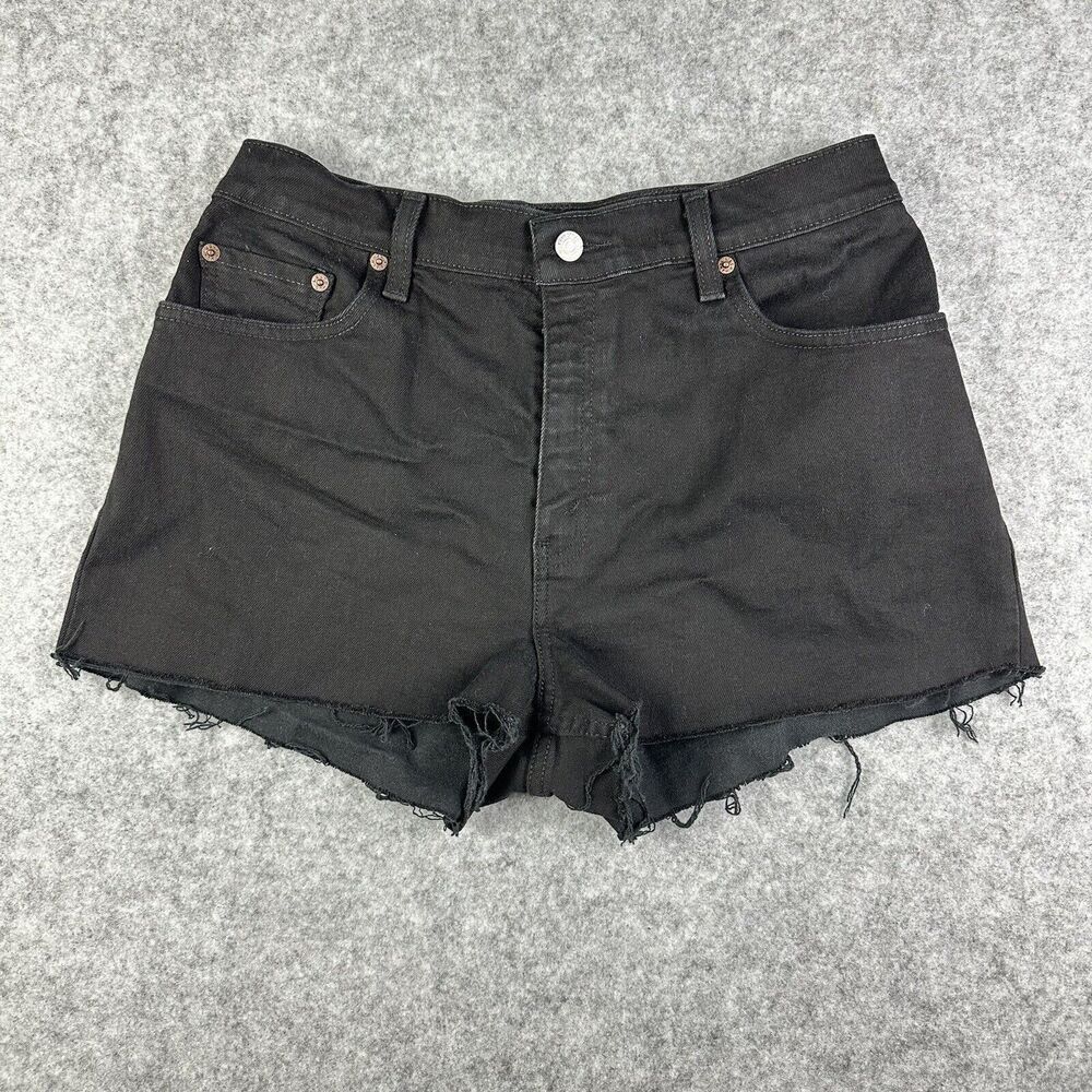 Vintage Levis 550 Jean Shorts Womens 12 MIS Black Relaxed Cut Off Bootie Jorts